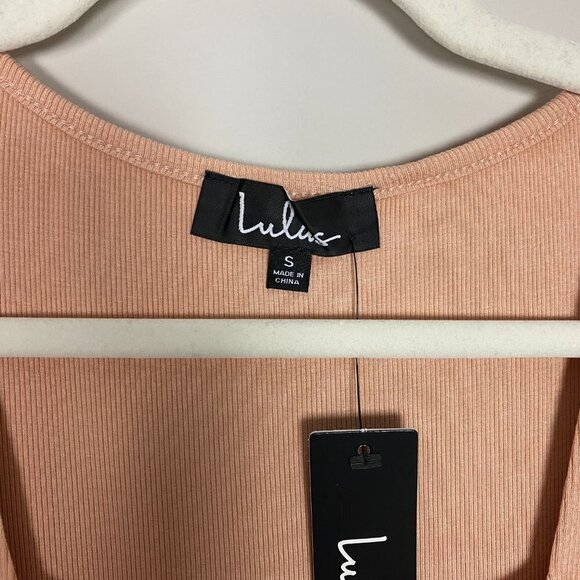 Lulus Square Neck Peplum Hem Ribbed Cropped T Shirt Ruffle Womens Small S - Picture 2 of 8